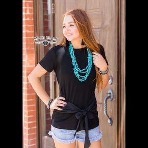 Back on Black Bow Tie Blouse